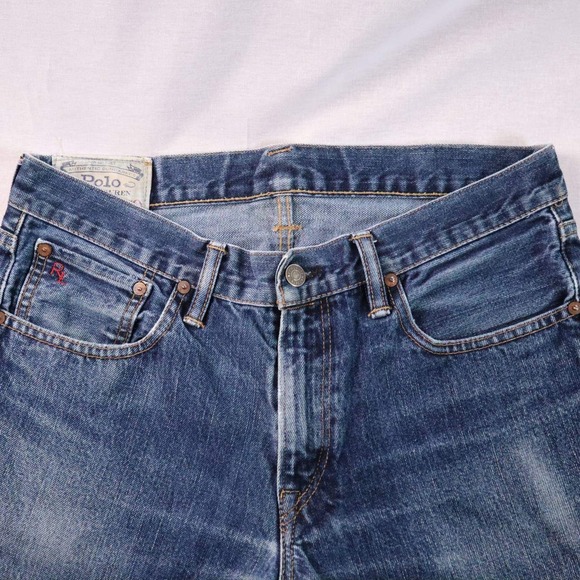 Polo Ralph Lauren Men Jeans Classic Blue Distressed Denim Straight Fit 30x30 - Picture 3 of 8